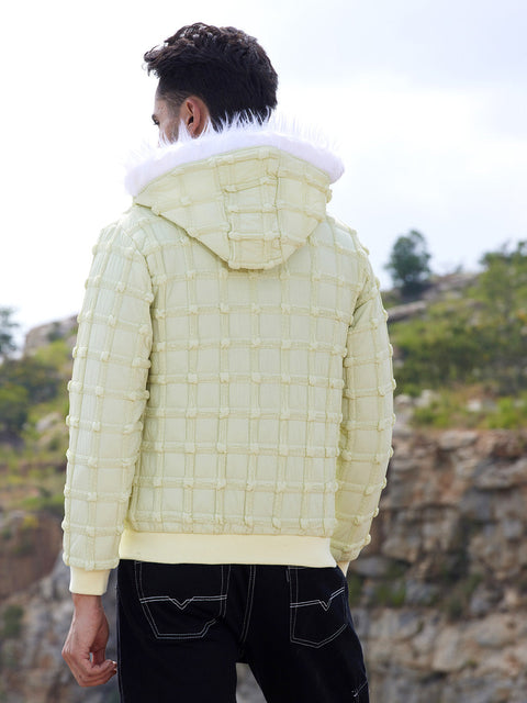 Face Card Self-Design Puffer Jacket With Fleece Hood