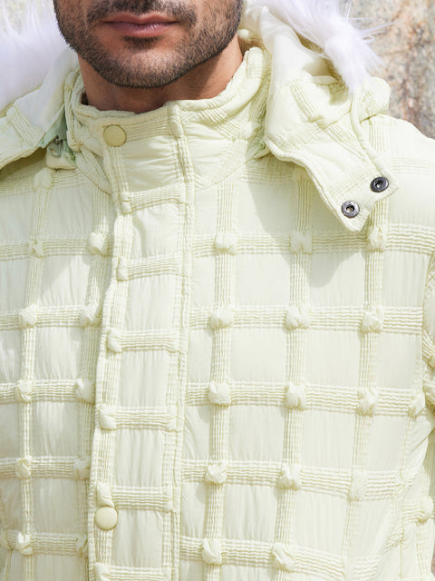 Face Card Self-Design Puffer Jacket With Fleece Hood