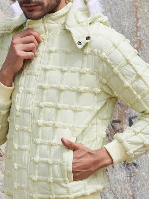 Face Card Self-Design Puffer Jacket With Fleece Hood