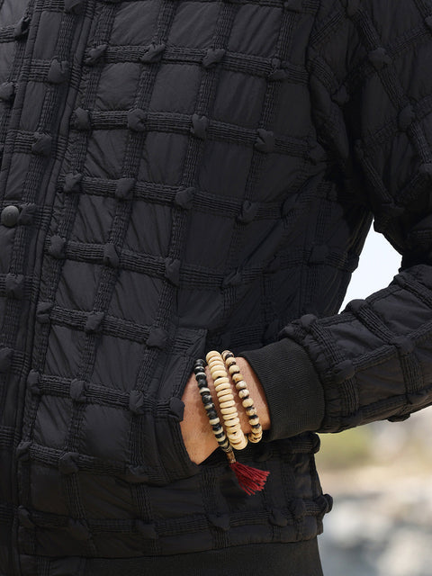 Face Card Self-Design Puffer Jacket With Fleece Hood