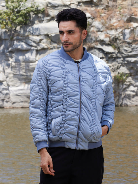 Face Card Braided Crease Puffer Jacket