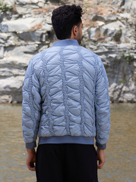 Face Card Braided Crease Puffer Jacket