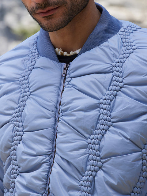 Face Card Braided Crease Puffer Jacket