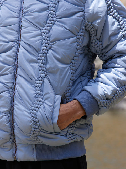 Face Card Braided Crease Puffer Jacket