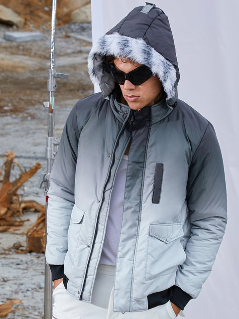 STARCAST Ombre Puffer Jacket With Fleece Hood