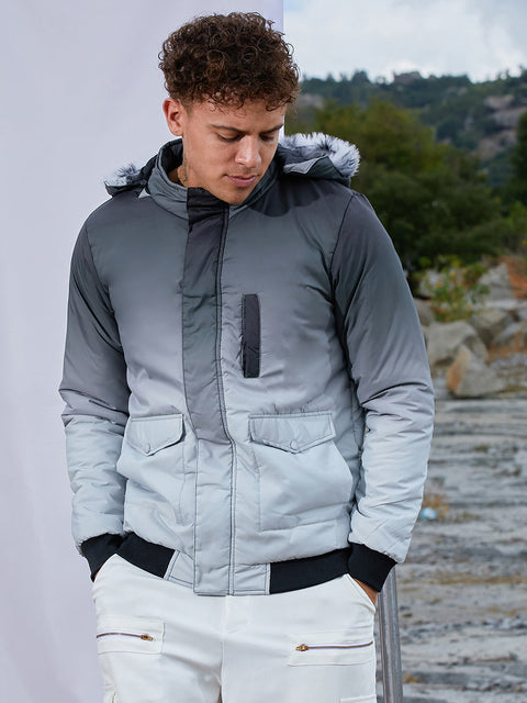 STARCAST Ombre Puffer Jacket With Fleece Hood