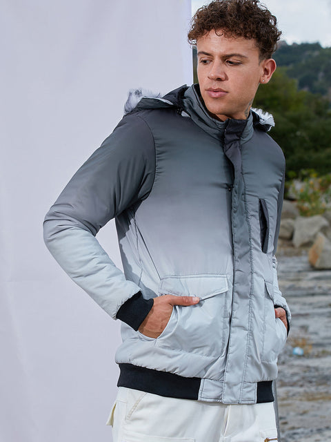 STARCAST Ombre Puffer Jacket With Fleece Hood