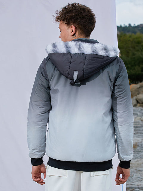 STARCAST Ombre Puffer Jacket With Fleece Hood