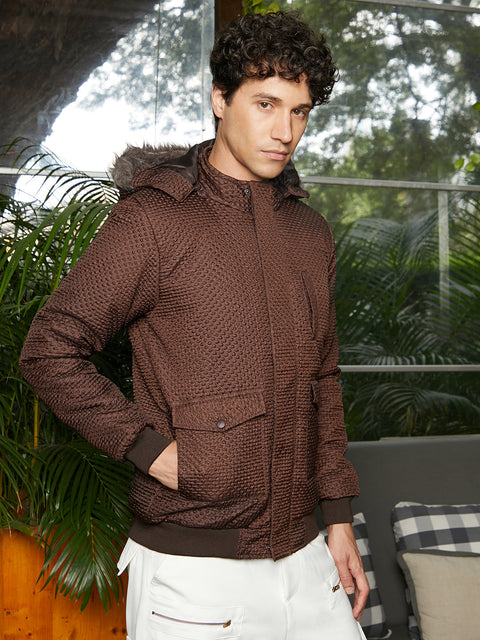 Game Face Self-Design Diamond Puffer Jacket With Fleece Hood