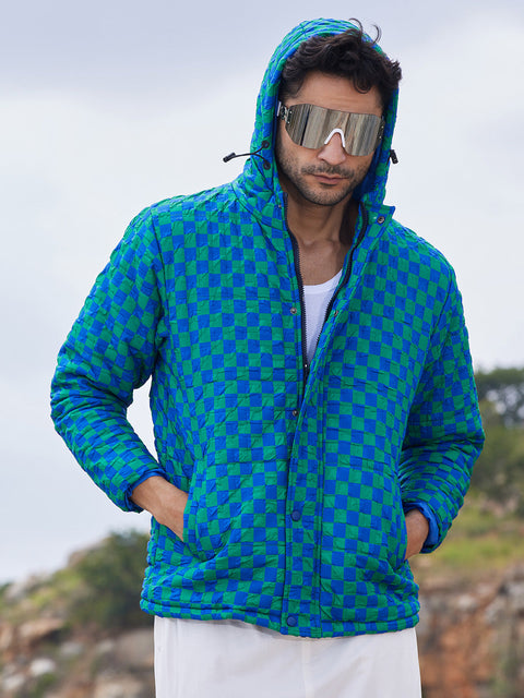 Face Card Micro Buffalo Check Puffer Jacket