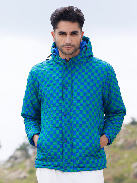 Face Card Micro Buffalo Check Puffer Jacket