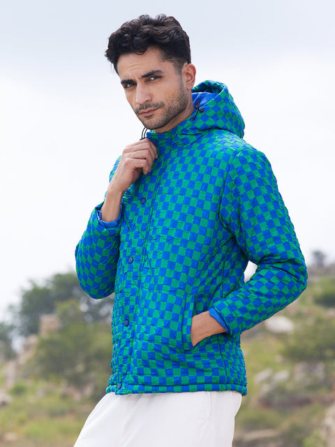 Face Card Micro Buffalo Check Puffer Jacket