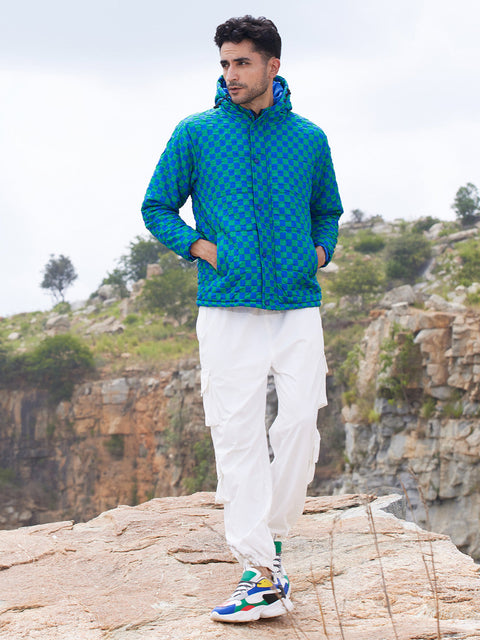 Face Card Micro Buffalo Check Puffer Jacket