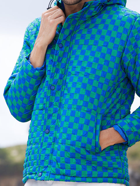 Face Card Micro Buffalo Check Puffer Jacket