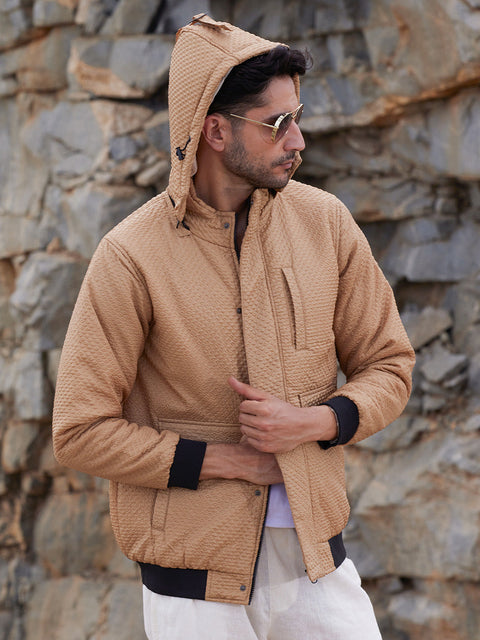 Game Face Self-Design Diamond Puffer Jacket With Fleece Hood
