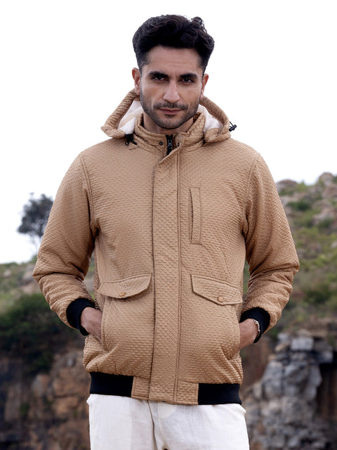 Game Face Self-Design Diamond Puffer Jacket With Fleece Hood