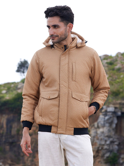 Game Face Self-Design Diamond Puffer Jacket With Fleece Hood