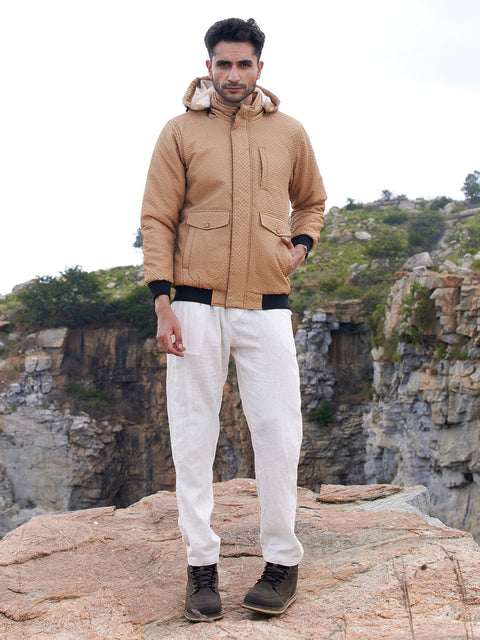 Game Face Self-Design Diamond Puffer Jacket With Fleece Hood
