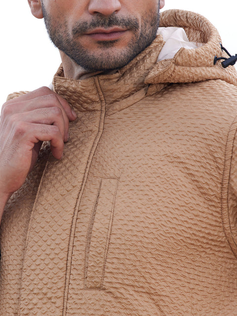 Game Face Self-Design Diamond Puffer Jacket With Fleece Hood