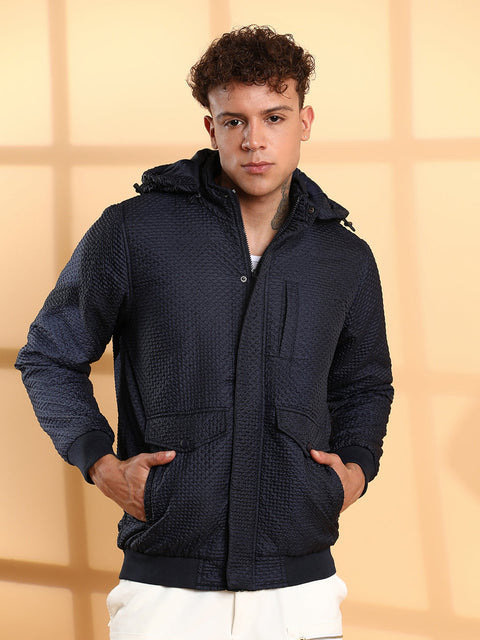 CAHOOT Self-Design Diamond Puffer Jacket With Fleece Hood