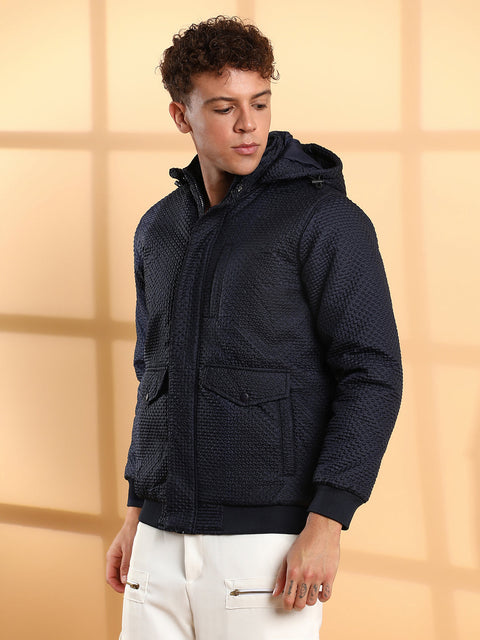 CAHOOT Self-Design Diamond Puffer Jacket With Fleece Hood