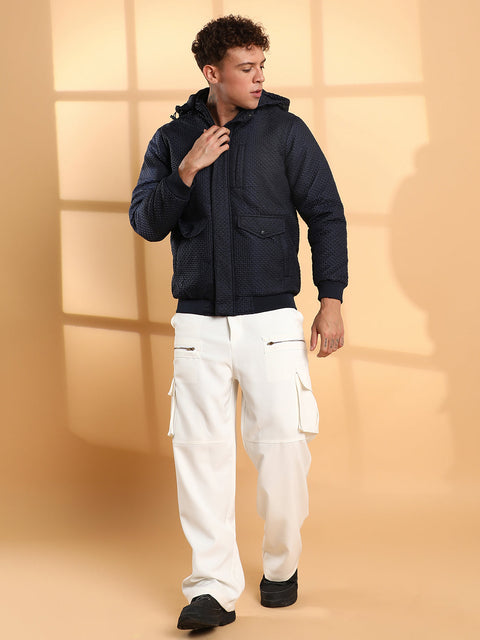CAHOOT Self-Design Diamond Puffer Jacket With Fleece Hood