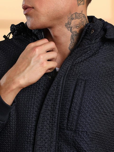 CAHOOT Self-Design Diamond Puffer Jacket With Fleece Hood