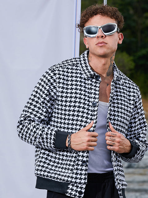 Behookd Houndstooth Denim Jacket