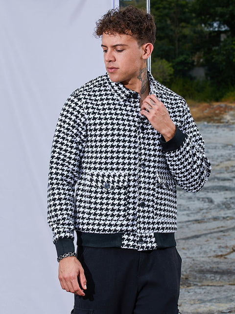 Behookd Houndstooth Denim Jacket