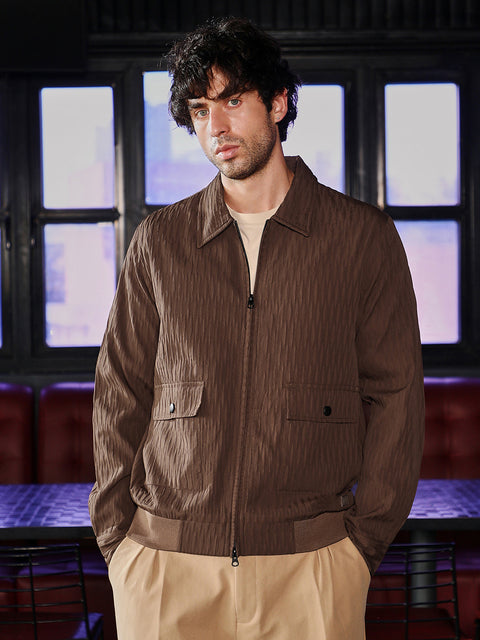 Hooked Zip-Front Crease-Tactile Jacket