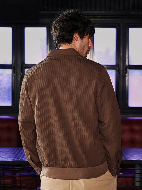 Hooked Zip-Front Crease-Tactile Jacket