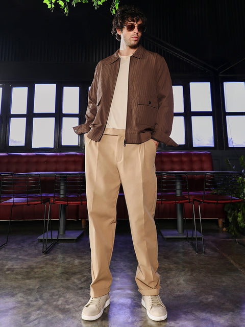 Hooked Zip-Front Crease-Tactile Jacket