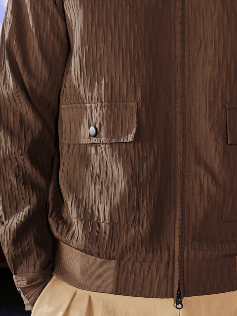 Hooked Zip-Front Crease-Tactile Jacket