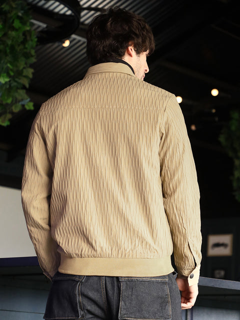 Hooked Zip-Front Crease-Tactile Jacket