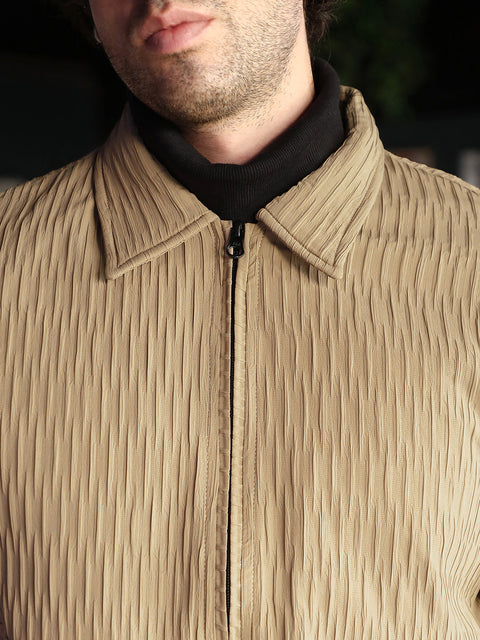 Hooked Zip-Front Crease-Tactile Jacket