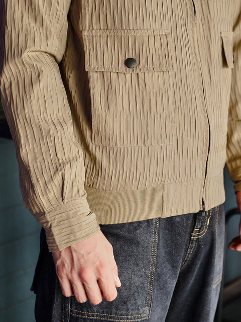 Hooked Zip-Front Crease-Tactile Jacket
