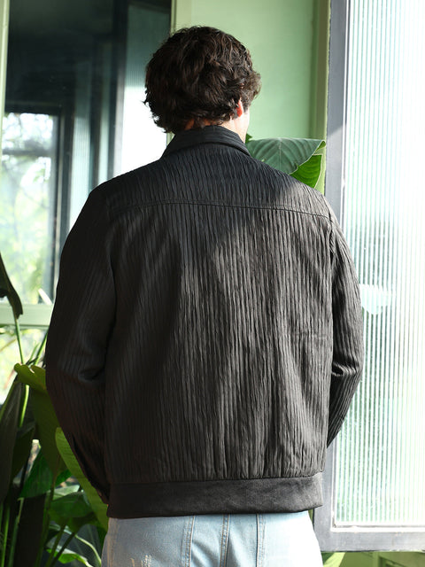 Just Be Zip-Front Crease-Tactile Jacket