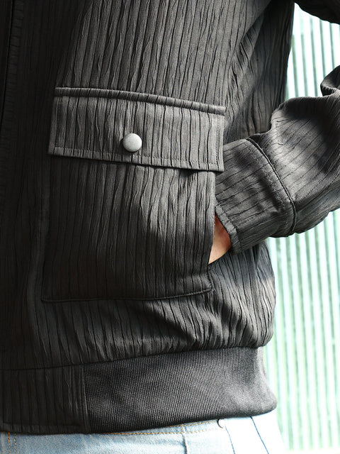 Just Be Zip-Front Crease-Tactile Jacket