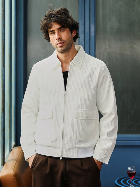 Hooked Zip-Front Crease-Tactile Jacket