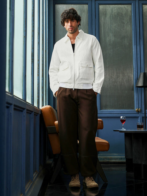 Hooked Zip-Front Crease-Tactile Jacket