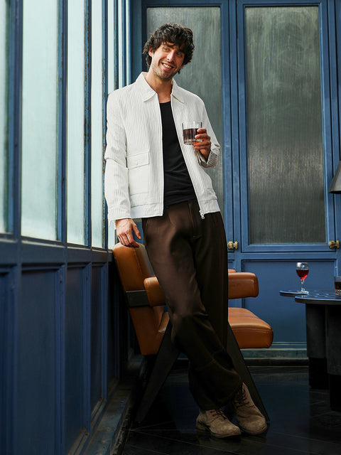 Hooked Zip-Front Crease-Tactile Jacket