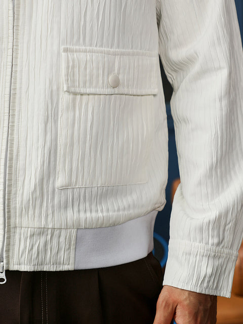 Hooked Zip-Front Crease-Tactile Jacket