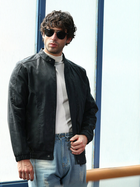 JINX Coated Panel-Stitch Rider Jacket