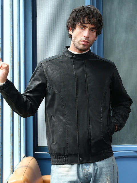 JINX Coated Panel-Stitch Rider Jacket
