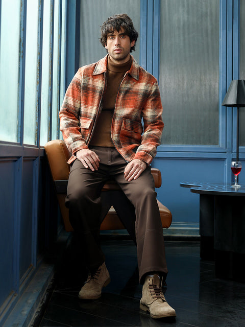 Just Be Zip-Front Plaid Jacket