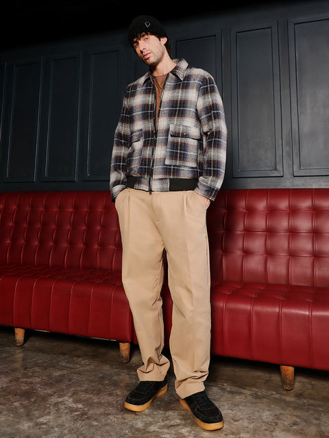 Just Be Zip-Front Plaid Jacket