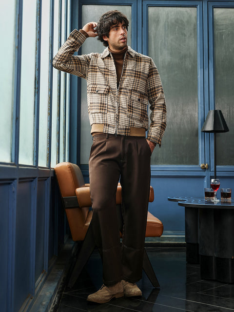 Just Be Zip-Front Plaid Jacket