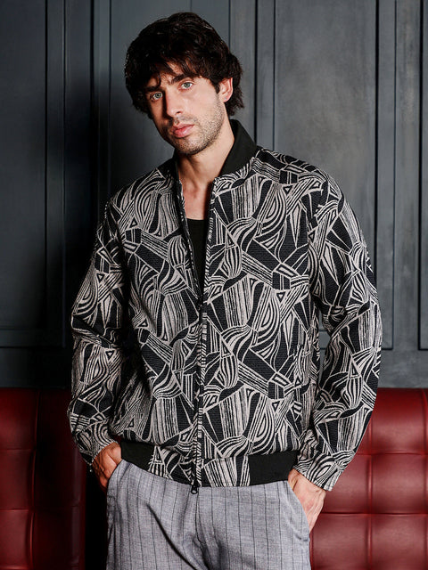 Just Be Stroke-Jacquard Bomber Jacket