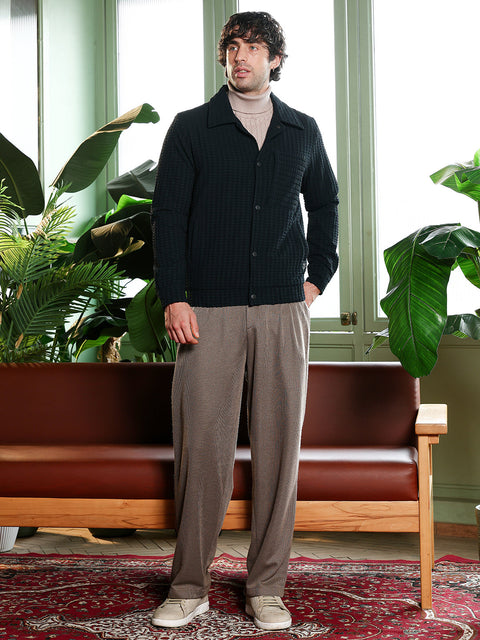 Take Two Men Jacket Houndstooth-Tactile Utility Bomber Jacket