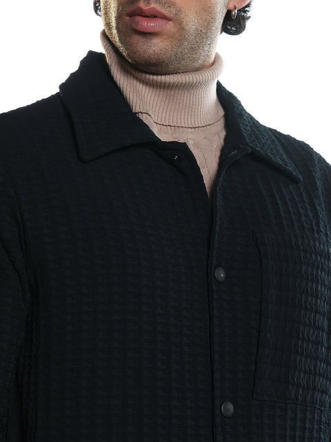 Take Two Men Jacket Houndstooth-Tactile Utility Bomber Jacket